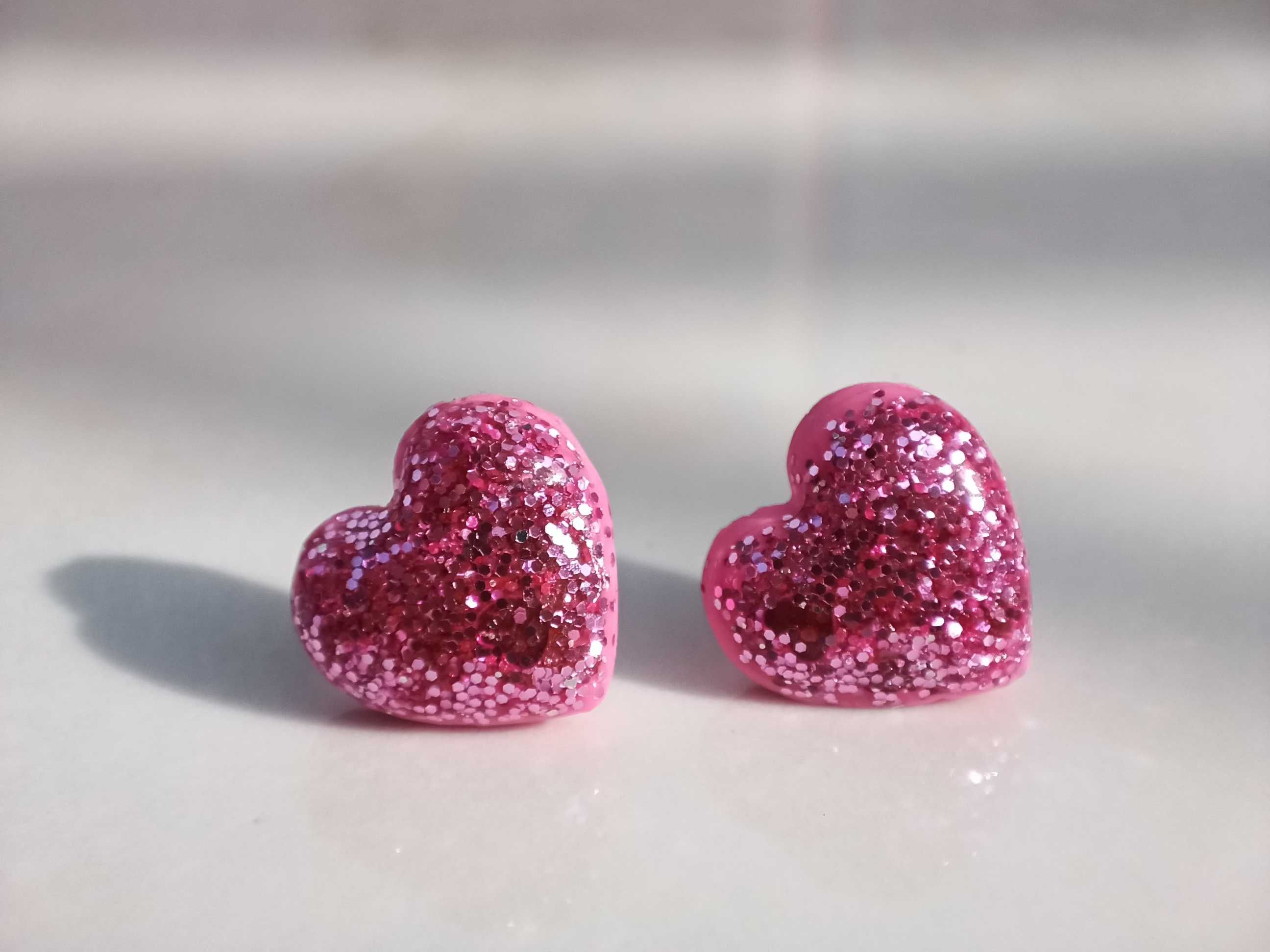 Kolczyki z gliny polimerowej "Różowe serca midi", nadmade