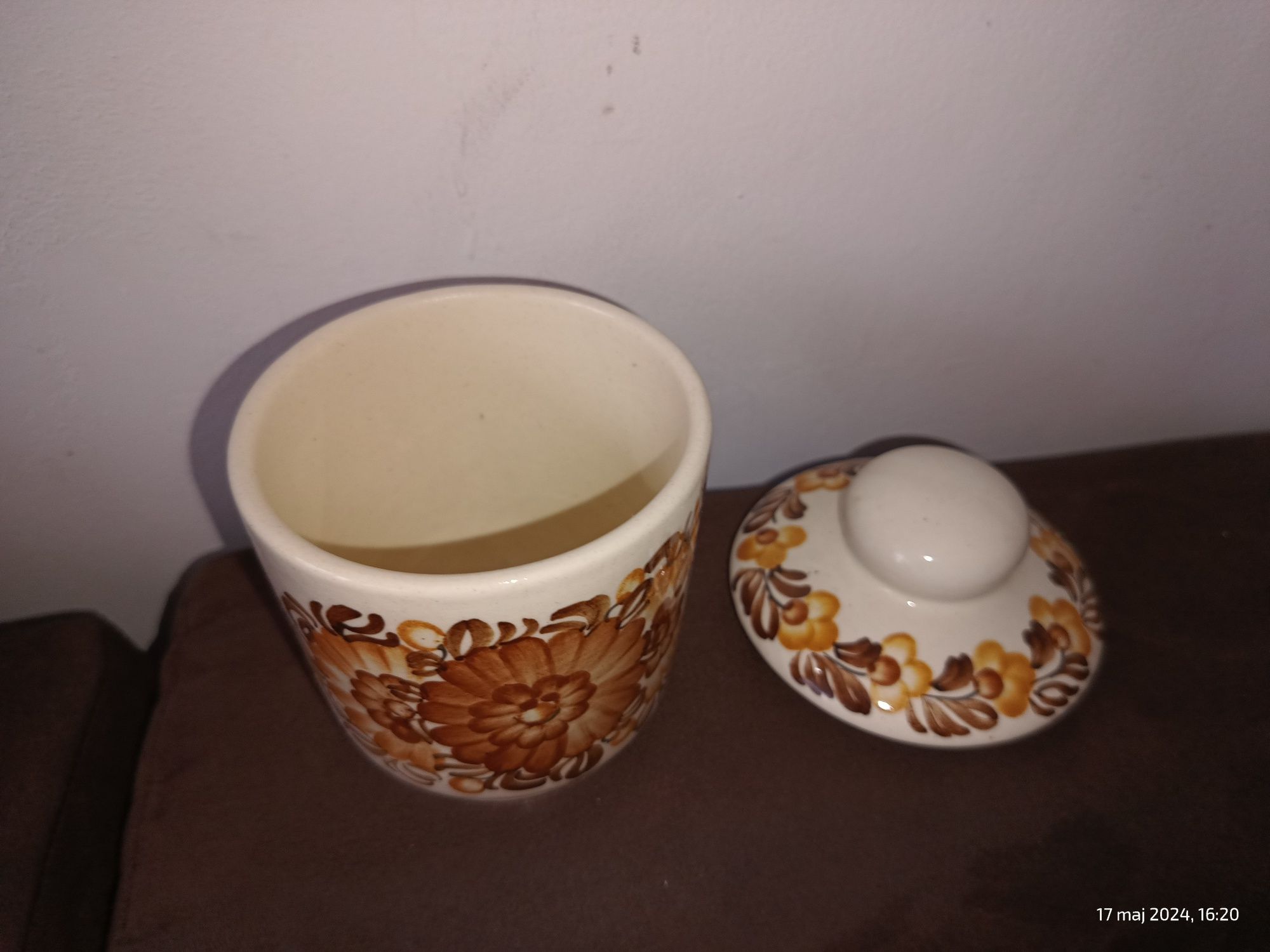Pojemnik Ceramiczny z pokrywą ZF Koło Ręcznie malowany