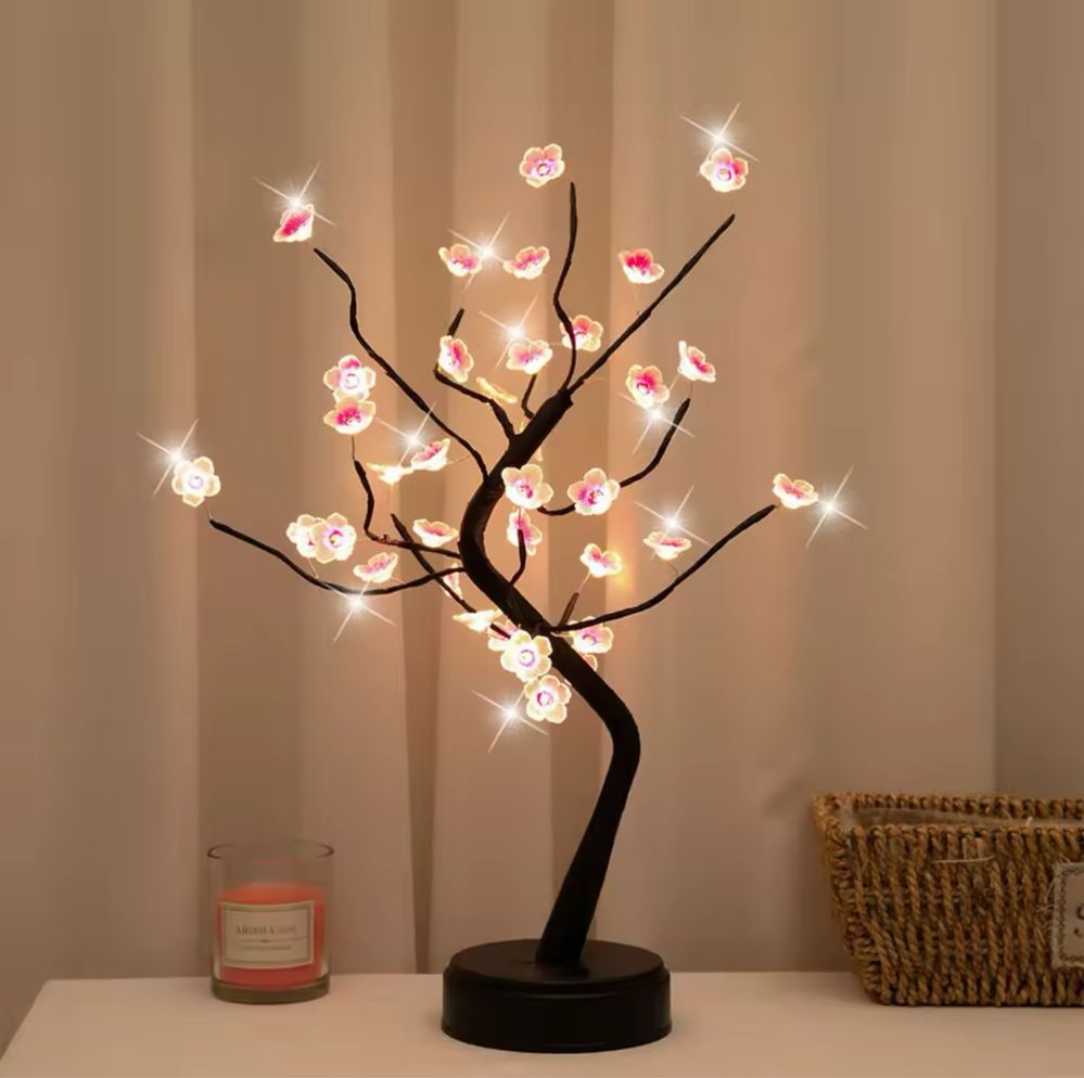Lampka nocna z USB drzewa stołowego sztuczne Bonsai dekoracja LED