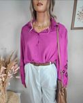 Koszula fuksja różowa z haftem oversize M Today feminine soft casual