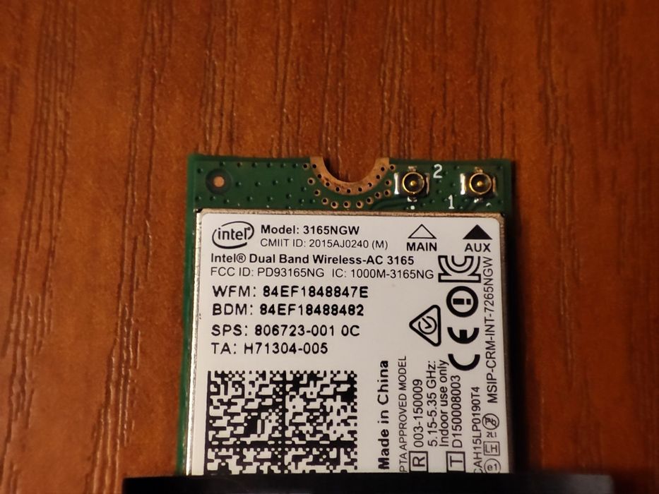 Wifi + bluetooth chip Intel ac 3165ngw