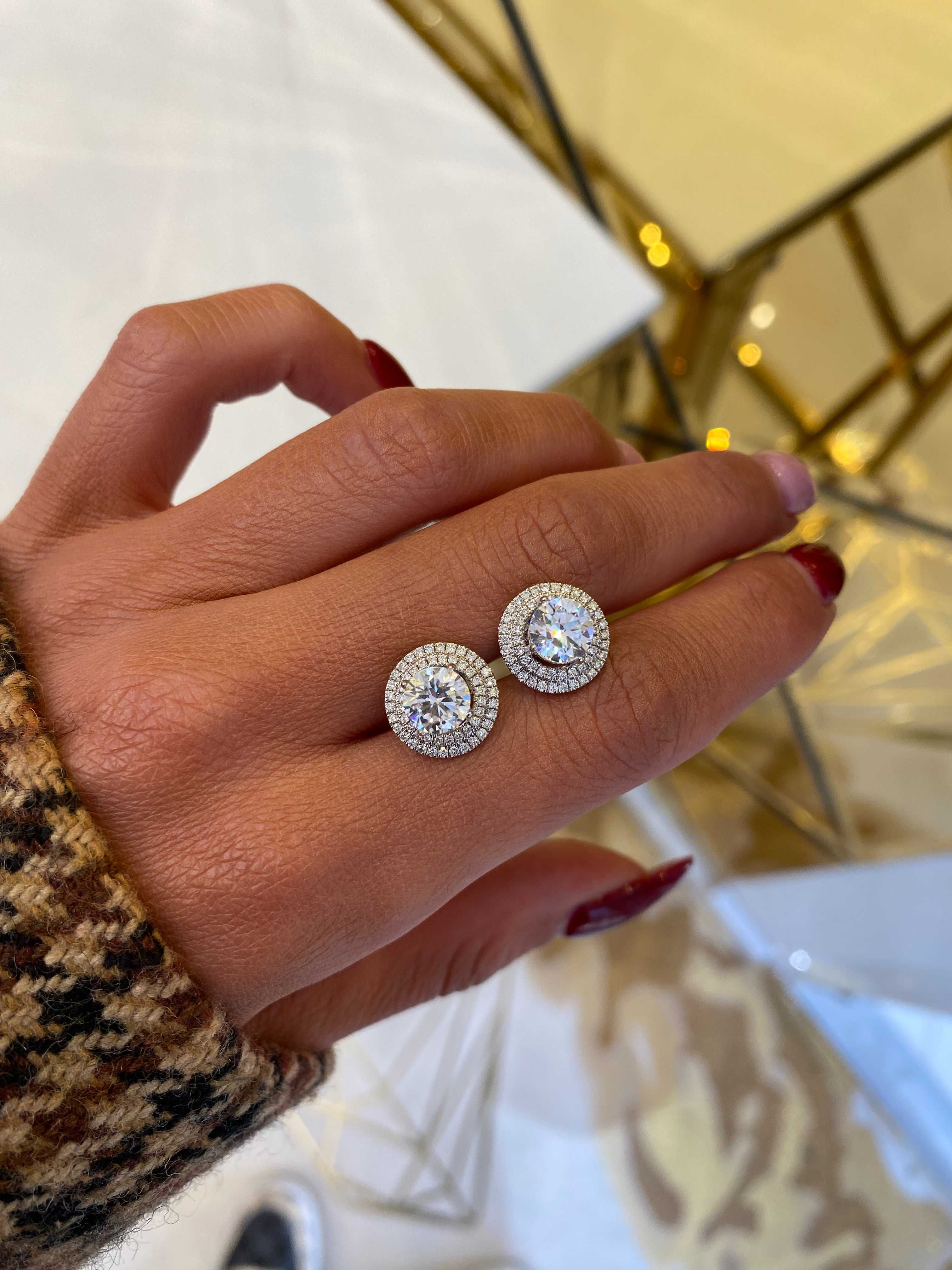 Kolczyki HALO z diamentami 2.52 CT VS2/G Certyfikat IGI