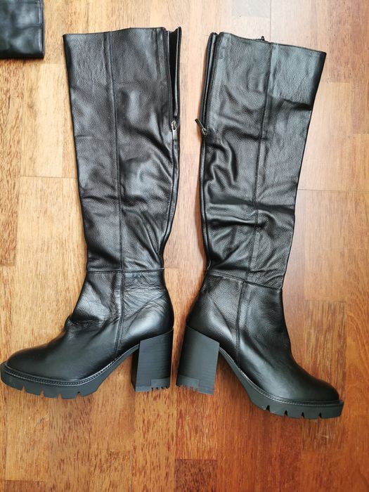 Buty zimowe damskie kozaki OLEKSY skóra naturalna