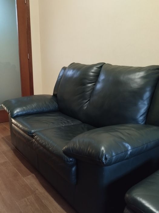 Sofá em pele de cor verde