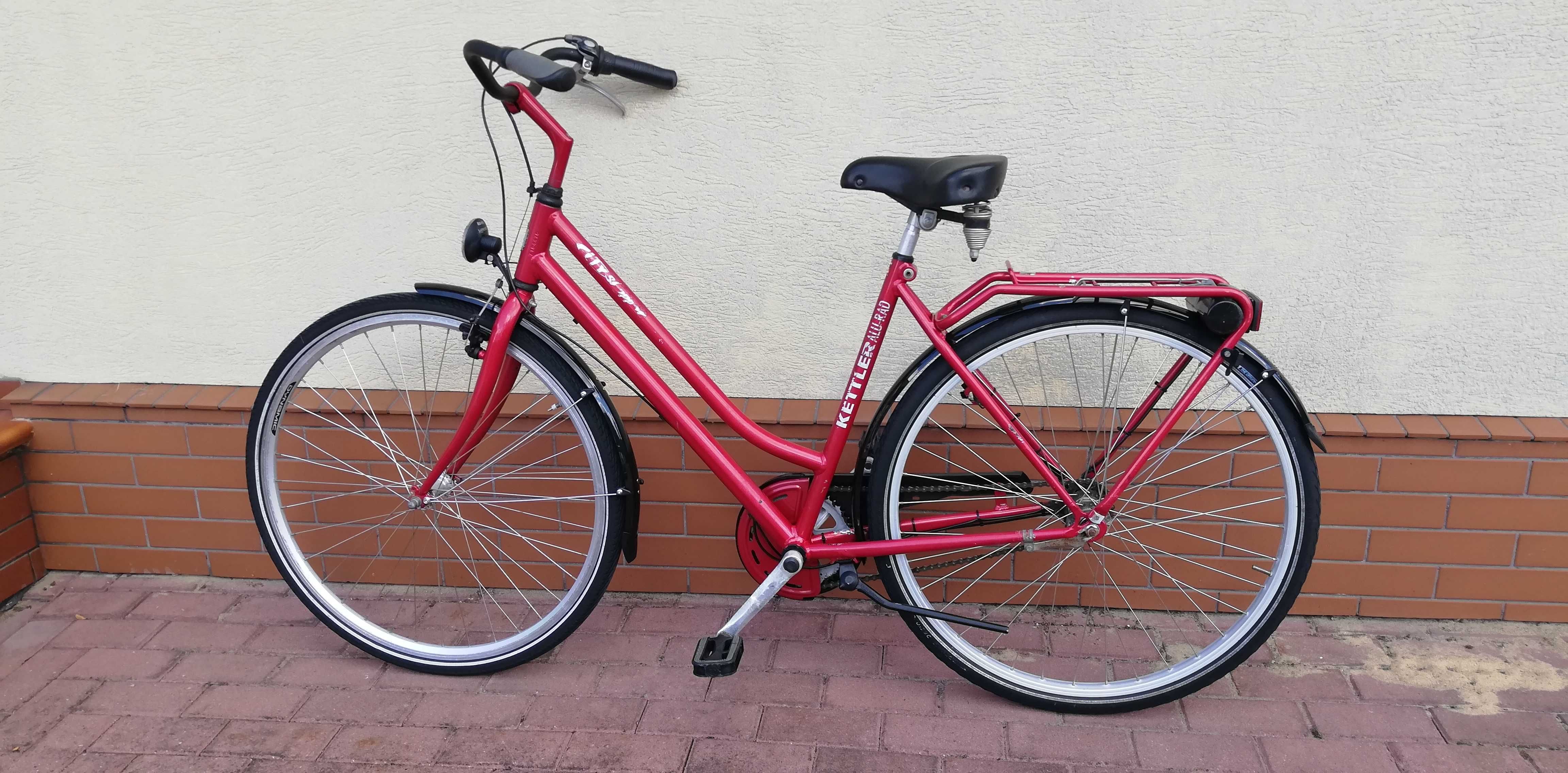 rower damka kettler aluminiowa czerwona niemiecka koła 28 miejska