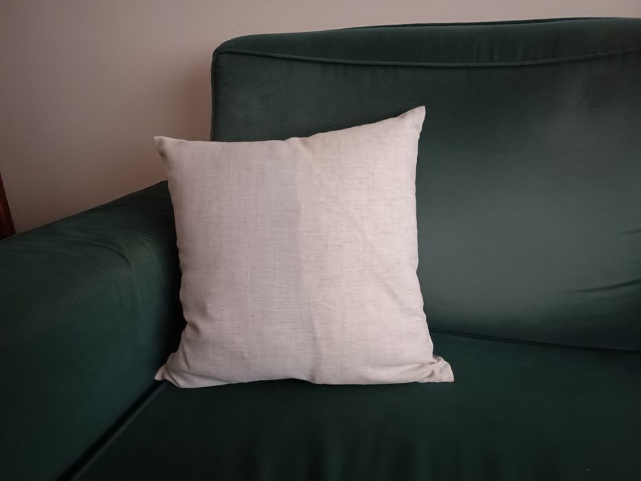 Almofada Tecido Alinhado c/ Aplicação Prata 45x45cm - Nova