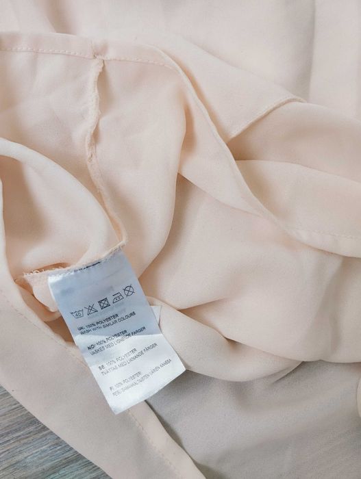 pudrowy top boho oversize XS na ramiączkach wiązany hippie elegancki