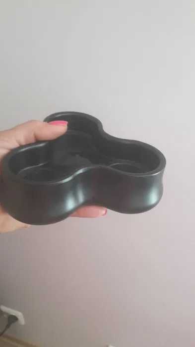 Świecznik potrójny czarny mat na świeczki podgrzewacz tealight