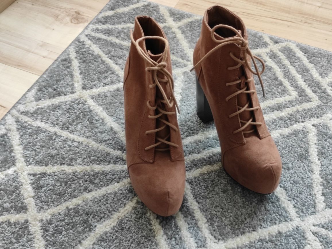 Buty botki brąz na słupku damskie r.38 Wysyłka olx