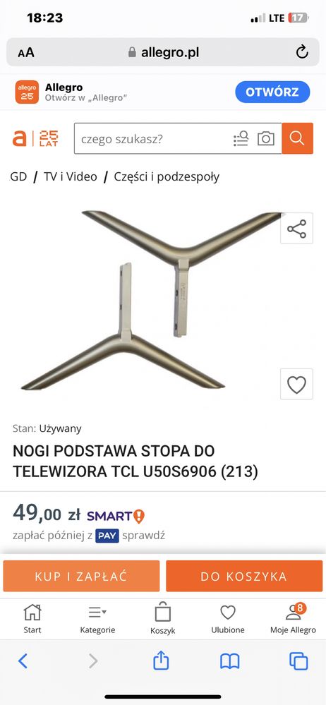 Nogi, podstawa do telewizora TCL U50S6906