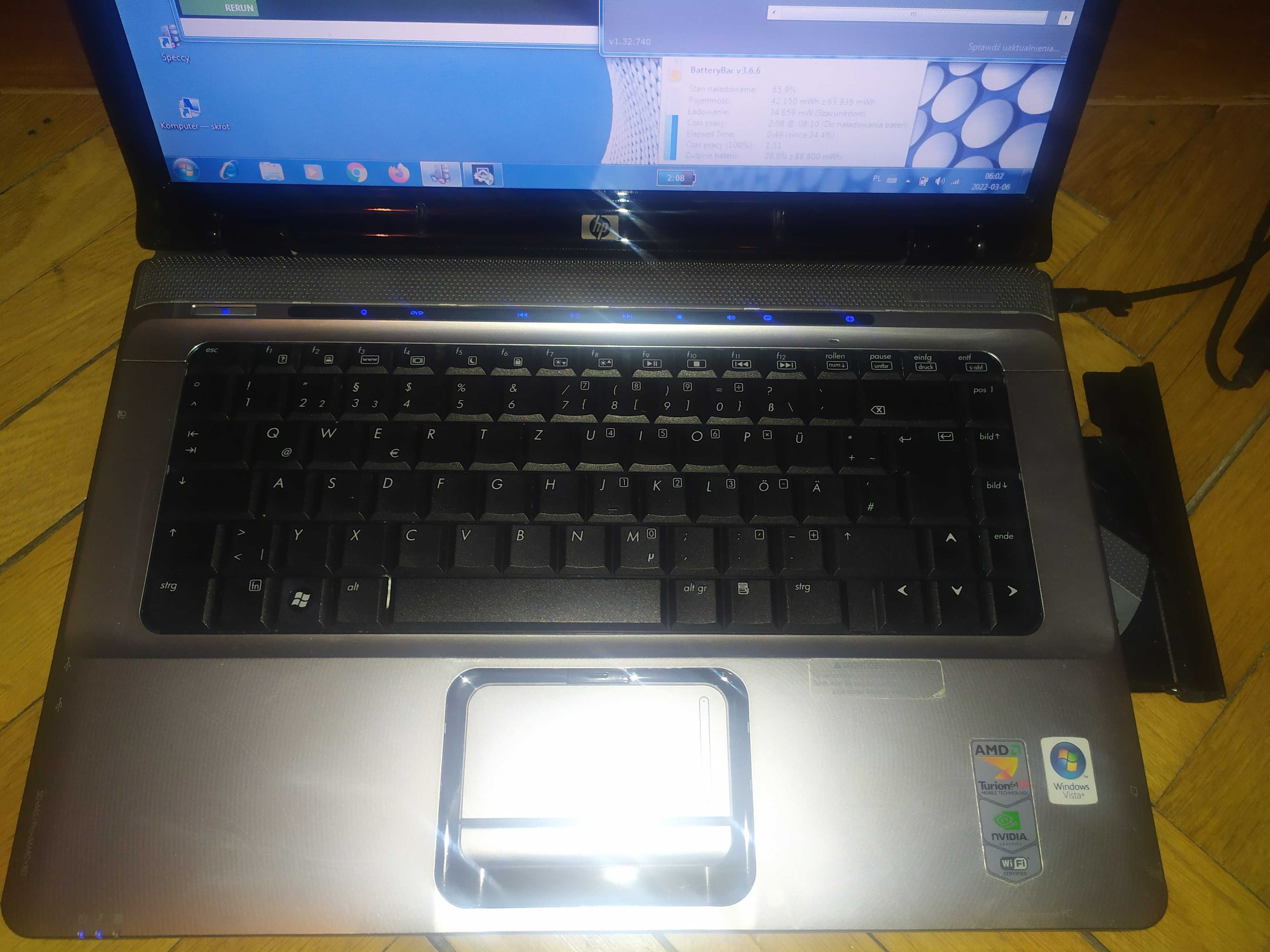 Laptop 15.6 HP Pavilion dv 6000 AMD 2x NVidia Win7 10 office HDMI SSD
