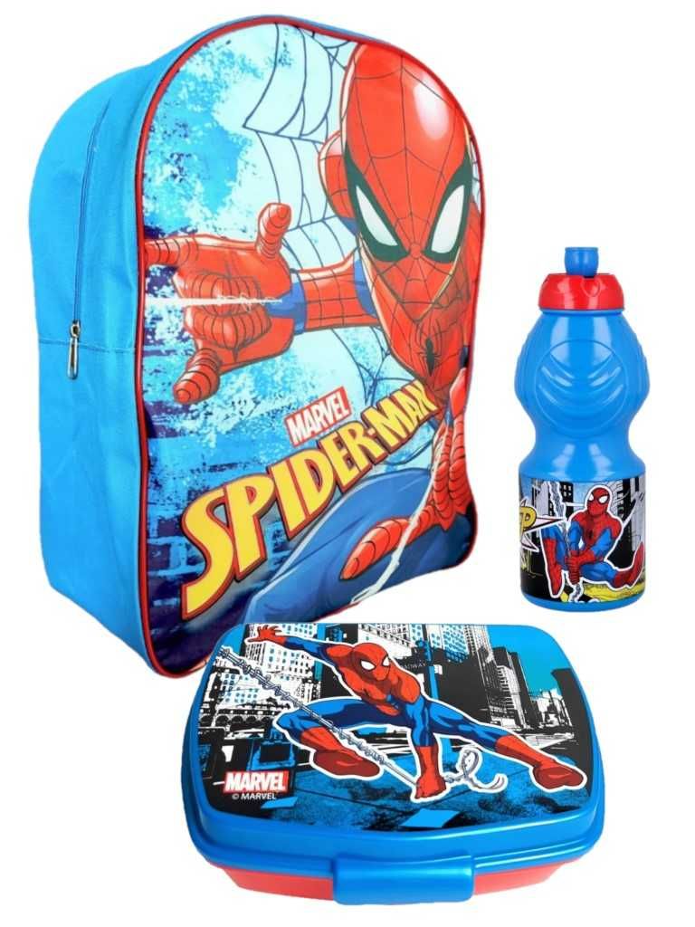 Zestaw Duży Plecak Śniadaniówka Bidon Spiderman