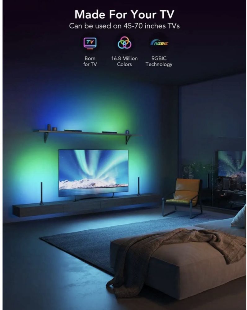 2 шт Световые панели Govee RGBIC H6046 подсветка телевизора WiFi
