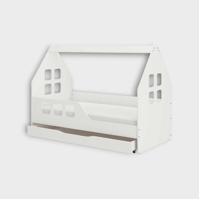 Łóżko dziecięce DOMEK z SZUFLADĄ 160x80 BIAŁE + materac GRATIS