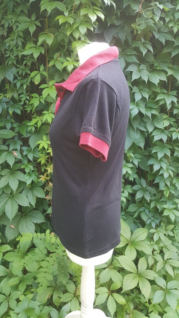 Nowy bawełniany czarny T-shirt polo bordowy bluzka podkoszulek S M L