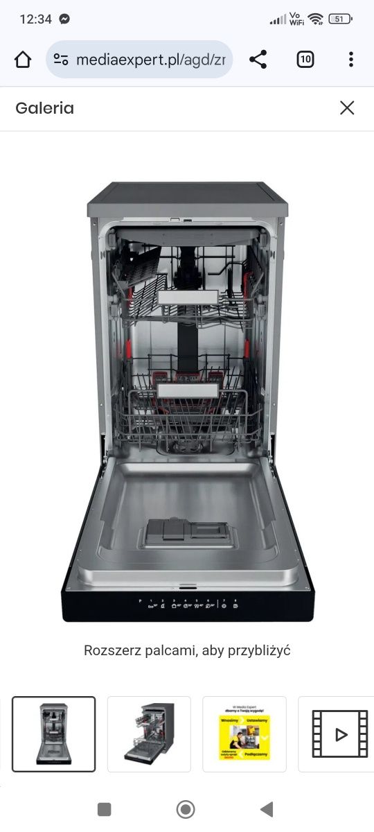 Zmywarka Whirlpool 6 zmysł WSFO 3034PFX