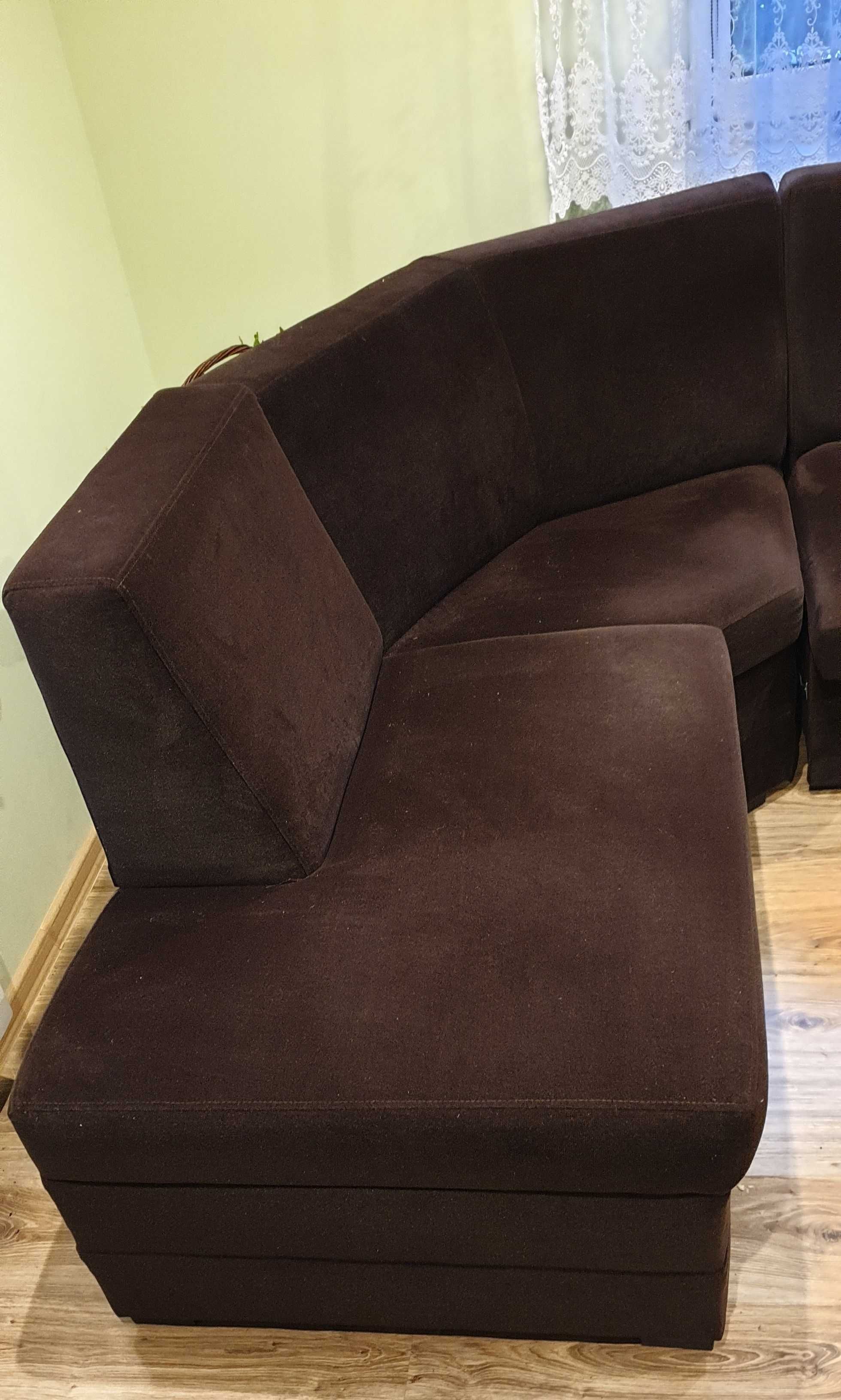 Kanapa fotele brązowa 190 x 250 x 40 wersalka sofa rozkładana narożnik