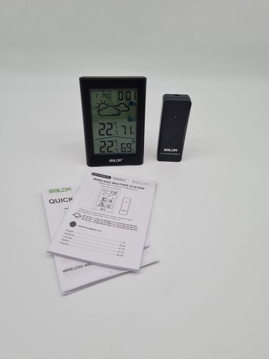 BALDR Bezprzewodowa stacja pogodowa z czujnikiem zewnętrznym Czarna