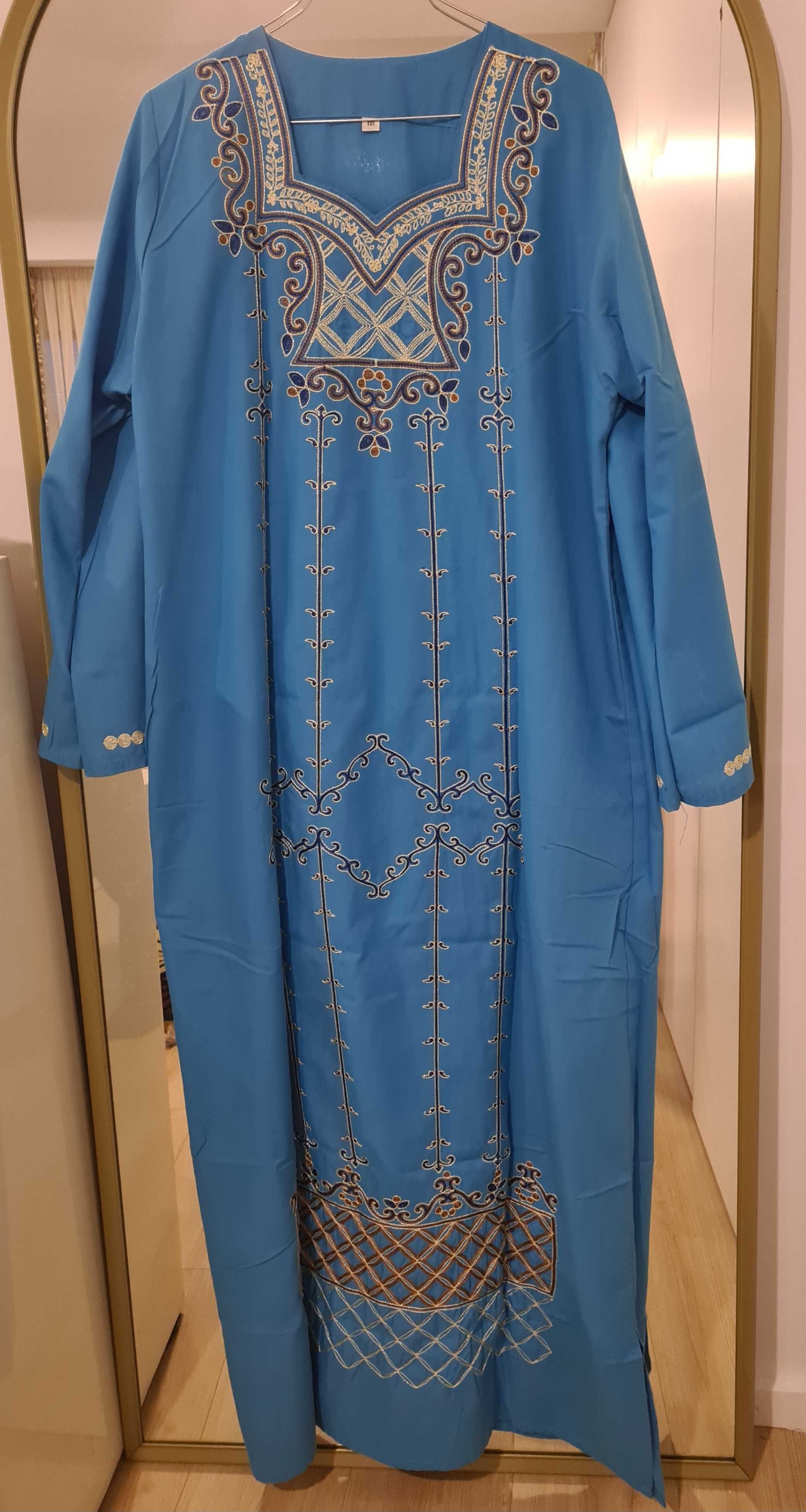 Abaya Túnica oriental comprida árabe bordado étnico Vestido férias