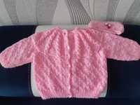 Sweterek rozpinany różowy ręcznie robiony