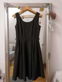 NEXT, sukienka midi, r. 8, S/M, czarna w groszki/kropeczki, Vintage