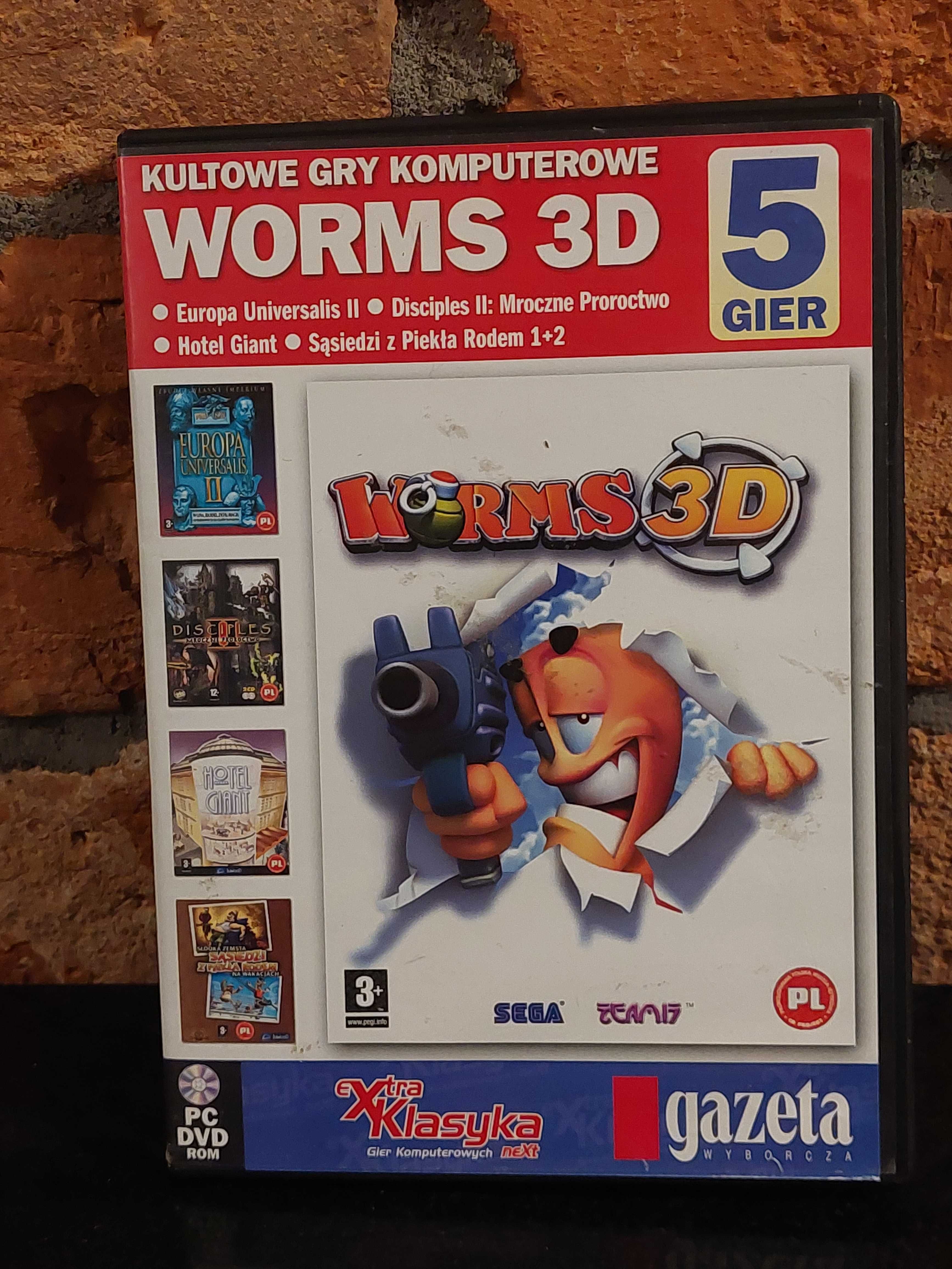 Gra Gry x5 na komputer PC WORMS 3D Sąsiedzi z Piekła Rodem DVD ja Nowa
