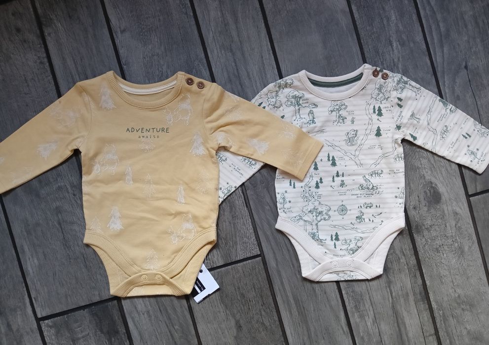 2 pary body na długi rękaw, body niemowlęce, 2 pak body Disney, 56-62