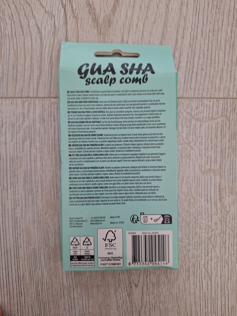 Grzebień Gua Sha do masowania skóry głowy jadeitowy 16 x 8 cm