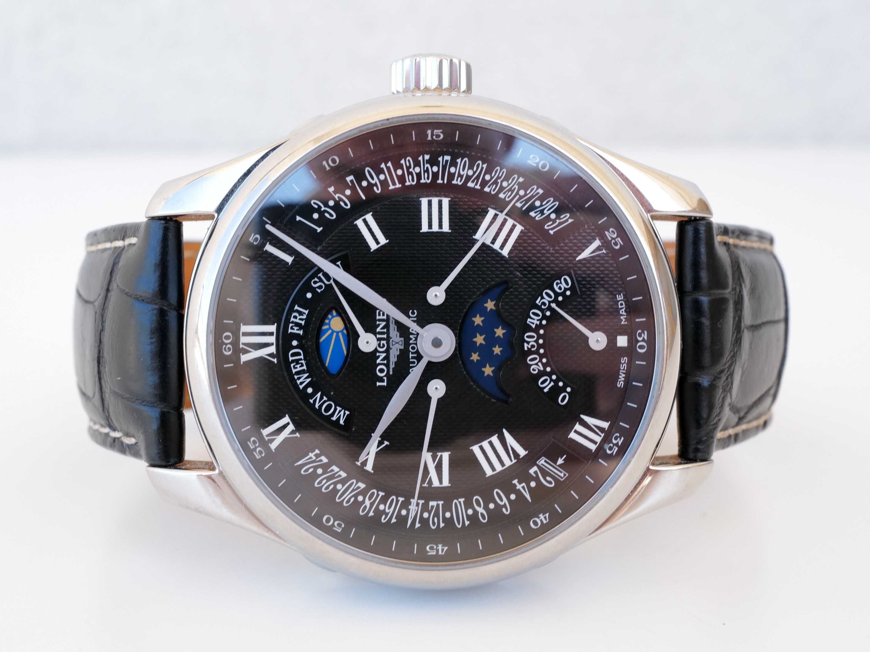 Longines Master Collection 44mm Retrograde Moonphase Black Dial