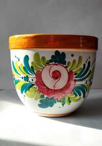Ceramiczna donica osłonka Deruta majolika vintage