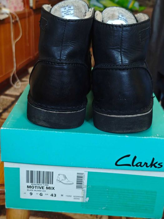 Зимові шкіряні чоловічі черевики Clarks р.43
