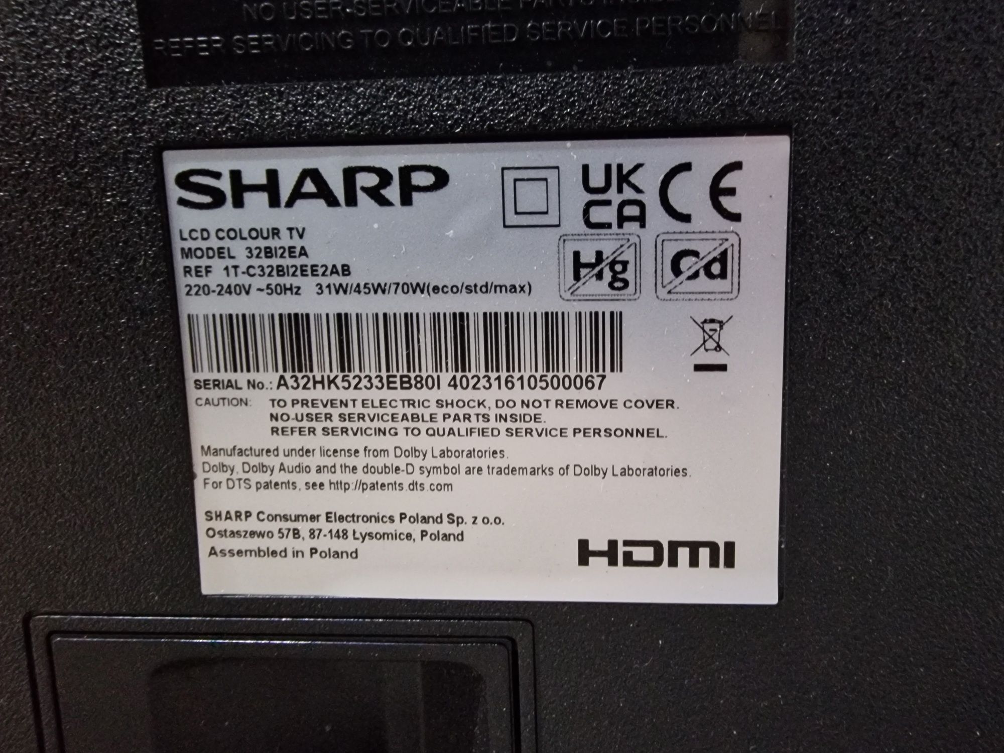 Tv SHARP 32cale Smart TV ANDROID system