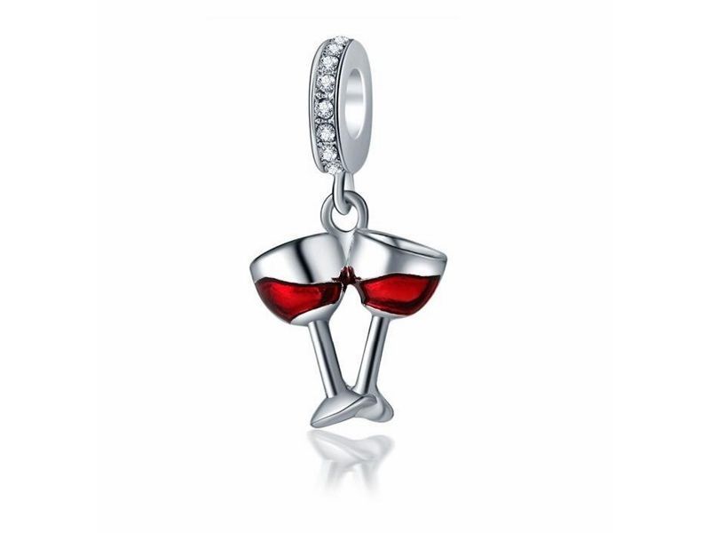 Srebrny Koralik Charms Beads Czerwone Wino Vine New120