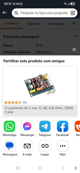 Crossover para colunas HiFi e automovel de duas vias NOVO par