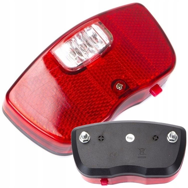 Lampka rowerowa 3 LED bagażnik tył lampa tylna 2 śruby baterie 2x AA