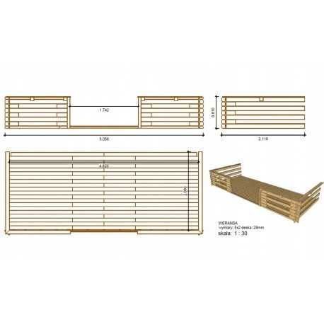 Domek ogrodowy altanka 5x5m +taras 5x2m DOM591+600+601+POD04