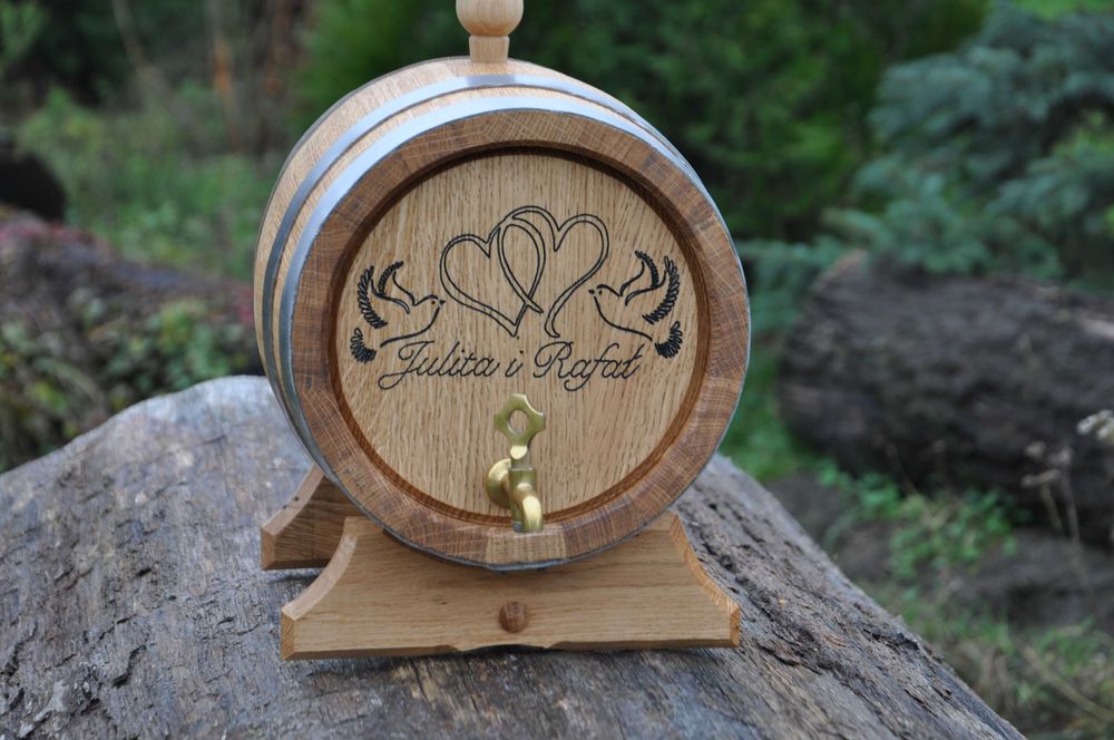 Nowa Beczka Dębowa 3L 5L 10L 20L z kranem mosiężnym na alkohol bimber