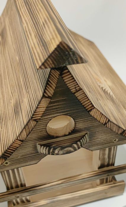 Duży karmnik drewniany dla ptaków budka eko opalany WYSYŁKA