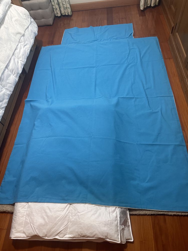 Vendo Edredao de penas + capa de edredao azul -cama solteiro