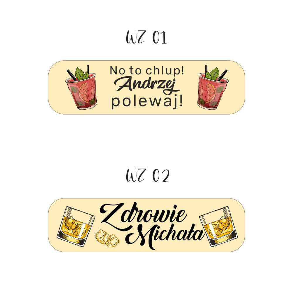 Beczka beczułka 1l szklana stojak + tabliczka z nadrukiem + kieliszki