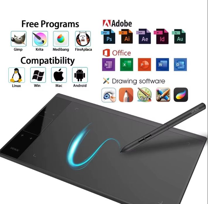 Графічний планшет для малювання VEIKK A30 10x6 дюймів
