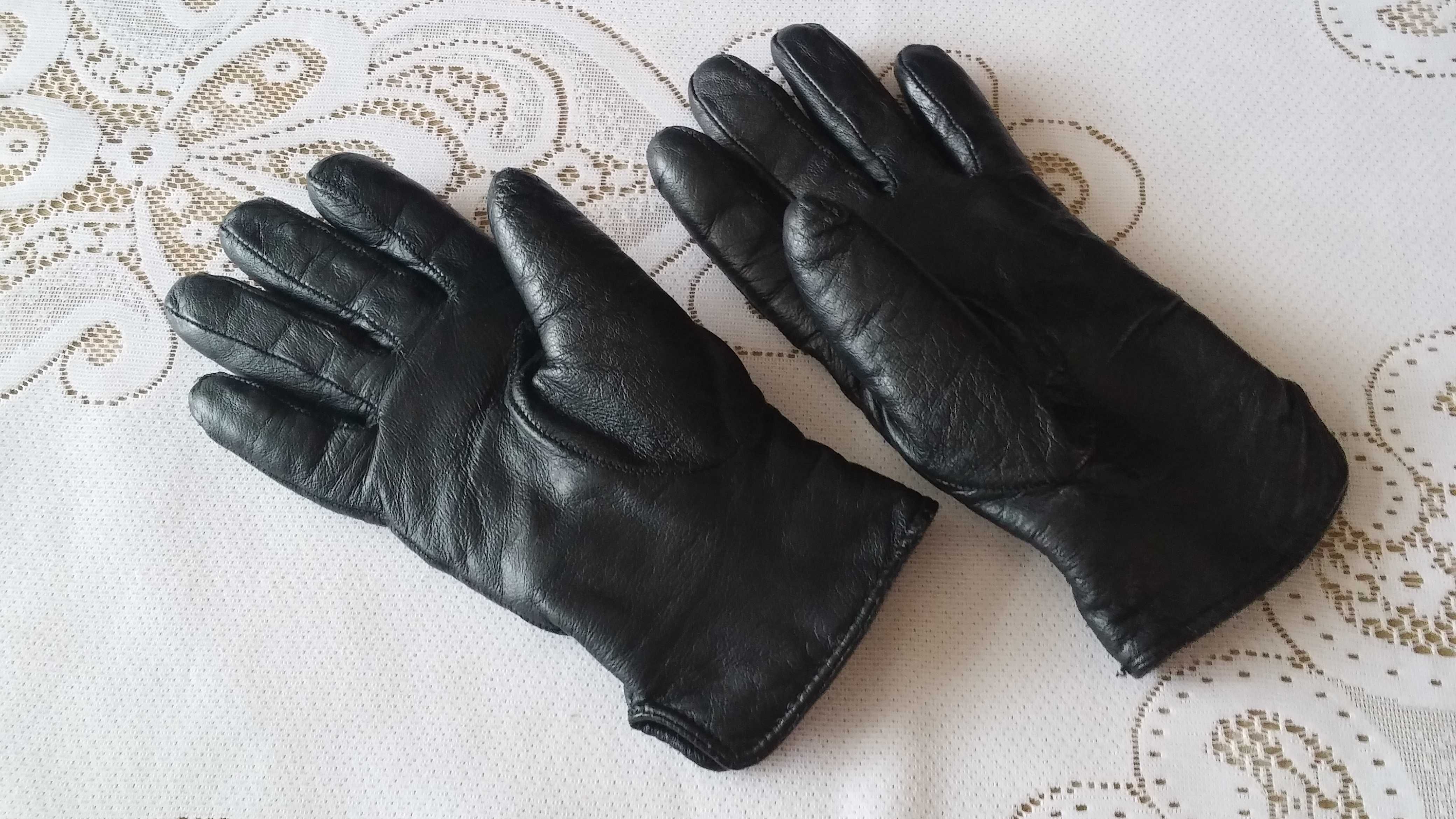 Skórzane rękawiczki z ociepleniem - rozmiar 7 !!!
