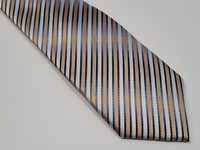 Krawat Angelo di Monti beżowe paski nowy