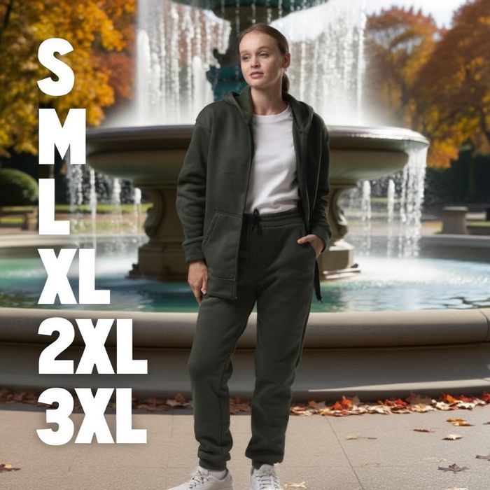 Женский утепленный костюм хаки на молнии флис