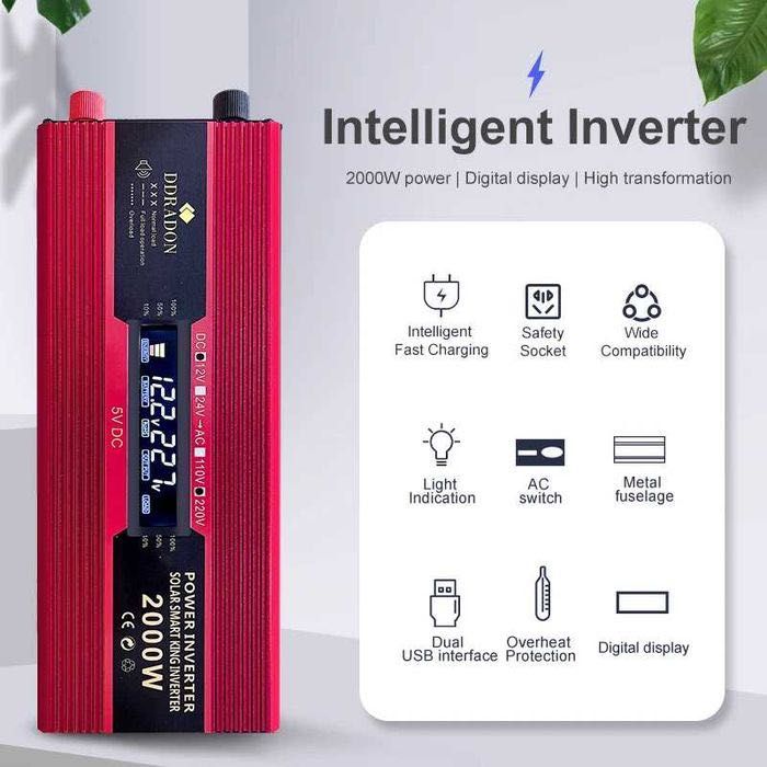 NOVO Inversor 2000W * DC 12V - AC 220V * USB 5V