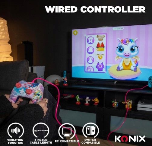 kontroler przewodowy konix do nintendo switch, kabel 3 m