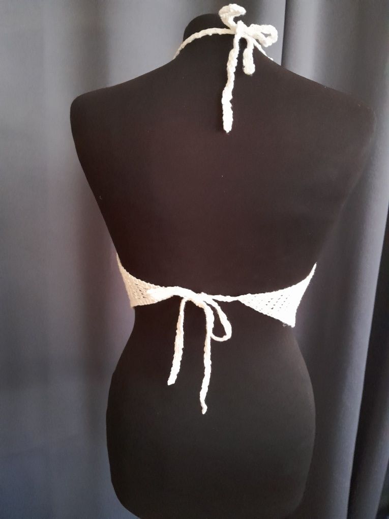Biały azurowy top boho M/L/XL