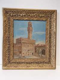 Antiga pintura em óleo sobre tela do Palazzo Vecchio - Florença