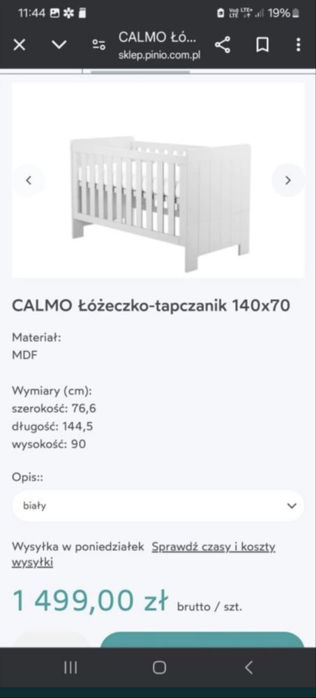 Białe łóżeczko CALMO 140x70 cm