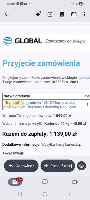 Sprzedam Trampolina duża